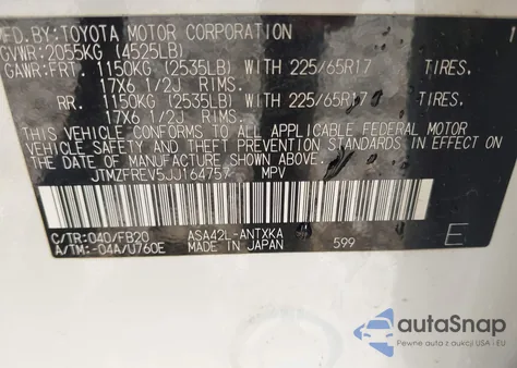 2018 Toyota Rav4 Le from USA, damaged, VIN JTMZFREV5JJ164757